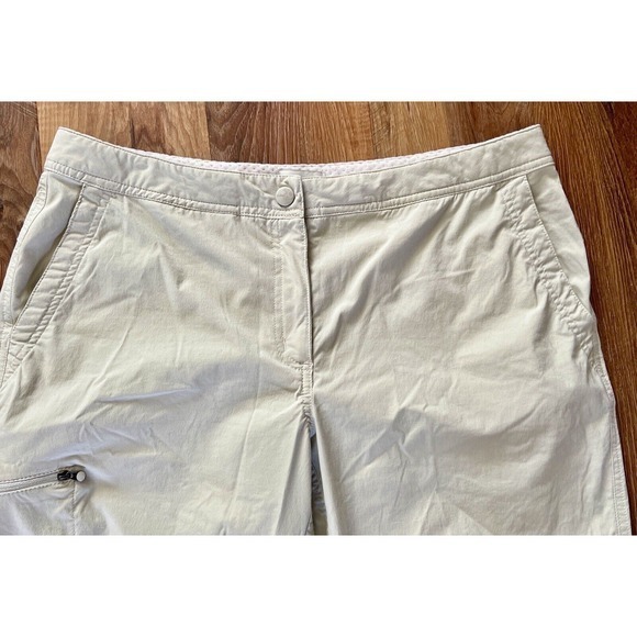 LL‎ Bean  Size 14 Adjustable Waist Khaki Wide Leg Ankle Pants With Pockets EUC - Picture 7 of 12